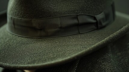 Close-up of a stylish black fedora hat - obrazy, fototapety, plakaty
