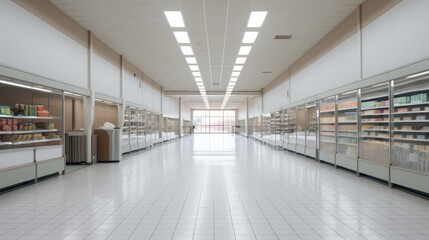 the interior of a large commercial refrigerated area - obrazy, fototapety, plakaty