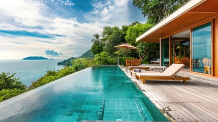 Obraz premium Luxury Villa with Infinity Pool Overlooking the Sea