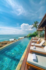 Fototapeta premium Luxury Villa with Infinity Pool Overlooking the Sea