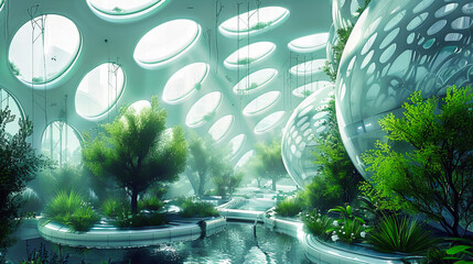 Futuristic Architecture with Modern Corridor, Abstract Space and Light, Conceptual Design and Technology