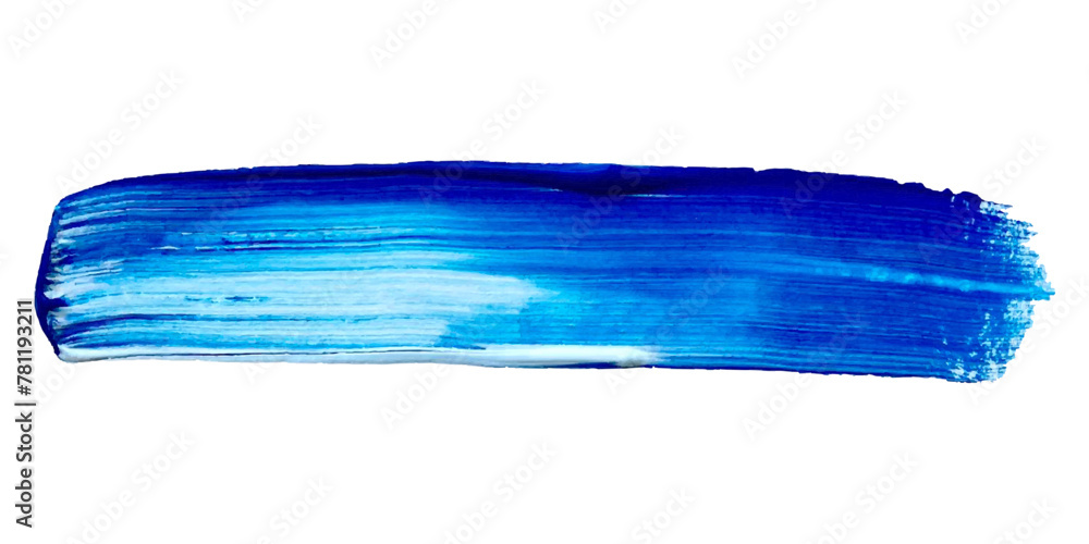 Wall mural Acrylic white-blue texture brush stroke hand drawing, isolated on white background.