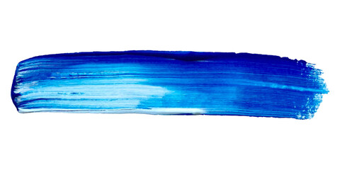 Acrylic white-blue texture brush stroke hand drawing, isolated on white background.