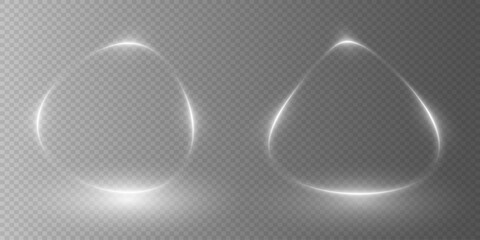 Set of white glowing neon circles. On a transparent background. Vector EPS 10
