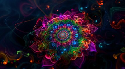 AI generated illustration of vibrant digital artwork resembling a colorful flower