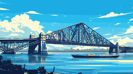 Howrah Bridge of Kolkata City in West Bengal India.