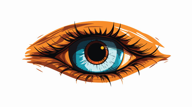 Human eye symbol 2d flat cartoon vactor illustratio