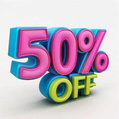 50 percent OFF Object on White Background. Generative AI