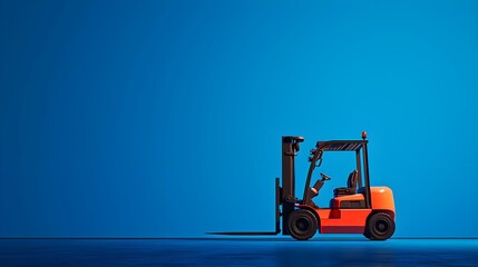 forklifter moving on blue surface with one person moving along