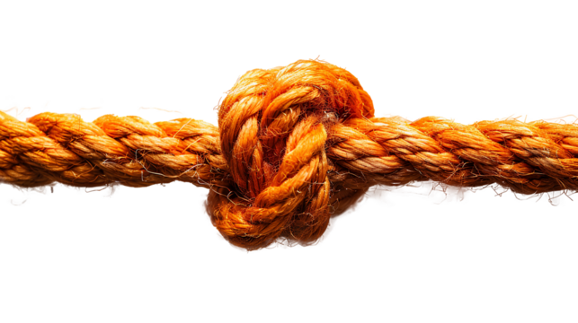 Orange rope with knot PNG. Orange thick string with rope in the middle isolated. Shoe lace string PNG. String top view PNG. Orange rope flat lay PNG