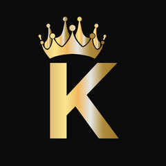 Letter K Crown Logo Template. Royal Crown Logotype Luxury Sign  for Beauty, Fashion, Star, Elegant Symbol