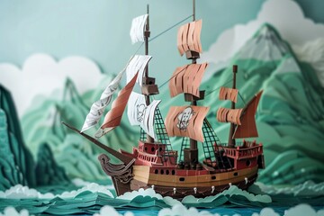 Obraz premium paper pirate ship