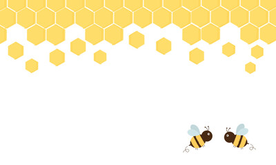 Beehive sign label and bee cartoons on white background vector.