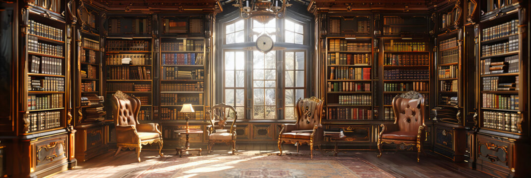 Historical Strahov Monastery Library Interior, Prague, Ancient Books and Rich Culture in a Majestic Setting