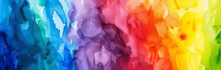 stains of watercolor rainbow paint on white background  - obrazy, fototapety, plakaty