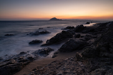 夕暮れの海岸　伊良湖岬