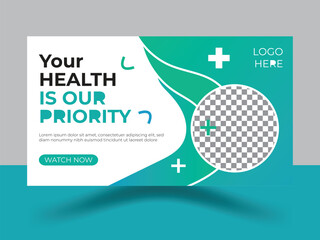Elegant Medical creative youtube thumbnail design vector template.