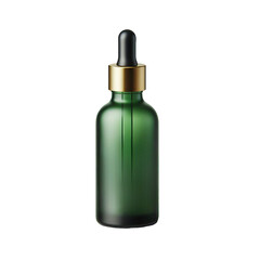 Isolated Mockup of 1oz Green Dropper Bottle with Golden Cap on Transparent or White Background (PNG)