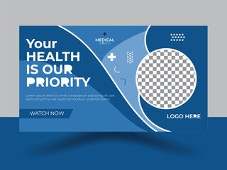 Elegant Medical creative youtube thumbnail design vector template.