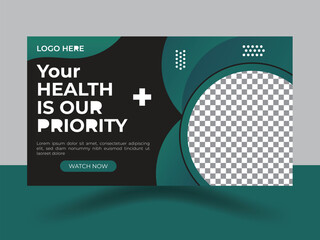 Elegant Medical creative youtube thumbnail design vector template.