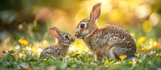 Rabbit and Kit: Rabbits are small herbivorous mammals known for their reproductive efficiency and soft fur. Kits are the offspring of rabbits, born after a gestation period of about one month