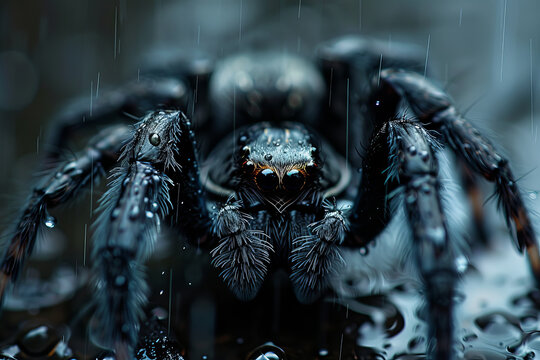 An image focusing on the silent strength of a spider holding its ground against the wind, an anchor