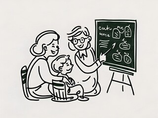 hand drawn illustration of a teacher teaching a lesson 
