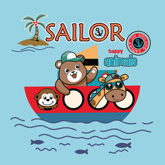 vector illustration of cute sailor bear
