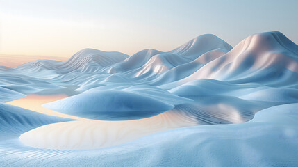 Abstract dune landscape with smooth waves and pastel colors