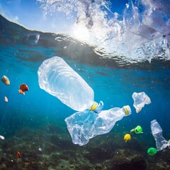 바다의 플라스틱 쓰레기 - obrazy, fototapety, plakaty