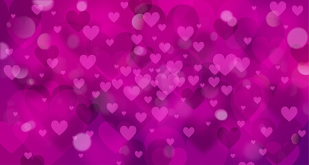 Heart background. Pink hearts on purple background