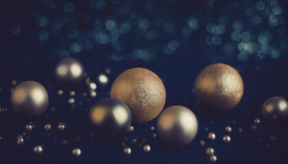 golden spheres scattered on dark blue abstract background this image would be perfect for use as a background in a variety of contexts such as