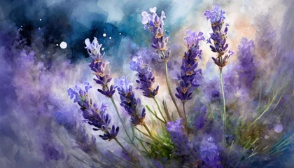 Wandaufkleber beautiful png floral illustration with hand drawn watercolor lavender flower stock clip art © Dayami