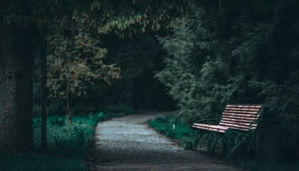 beautiful summer park with bench