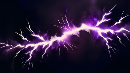 Purple Lightning Burst on Black Canvas, Thunderous Explosion Vibrant Scene, Dynamic Burst Purple Paint Surface, Striking Splatter Ebony Background(Generative AI)