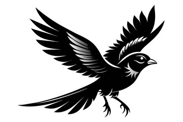 skylark bird flying on silhouette black vector illustration 