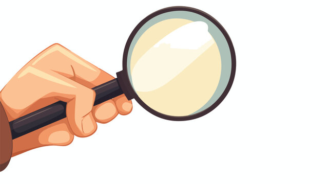 Icon vector image of a hand holding a magnifying gl