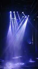 Minimalist stage design with vertical light bars. Modern art and design