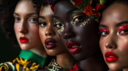 Obraz premium Portrait of diverse fashion people and cultural identity. Fashion Women or Woman. Diverse culture and lifestyle