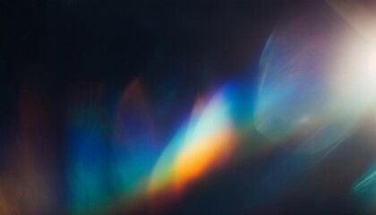 blur colorful rainbow crystal light leaks on black background defocused abstract multicolored retro...