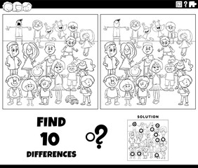 differences activity with cartoon children coloring page - 781211264
