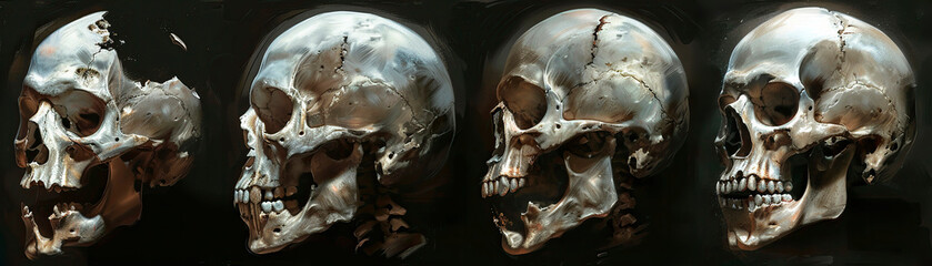 Illustration of bone abnormality, black background - obrazy, fototapety, plakaty