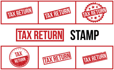 Tax Return Rubber Stamp Set Vector