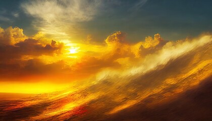 orange yellow golden sky with white could motion blur background sunlight sunset backdrop summer tropical sky beautiful nature