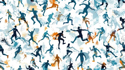 A group of people are running in a pattern