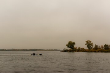 Boat is floating on the river
