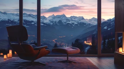 Zelfklevend Fotobehang a large minimalist, royalty, panoramic views of alps © Rassul
