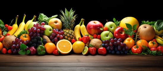 Assorted fruits and vegetables close-up - obrazy, fototapety, plakaty