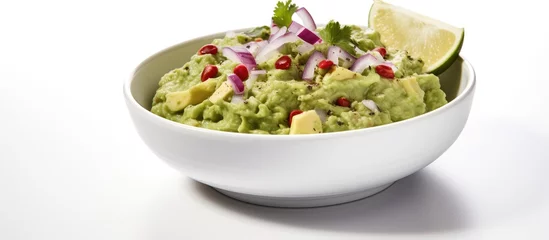 Fensteraufkleber Bowl of Guacamole with Lime Slice © vxnaghiyev