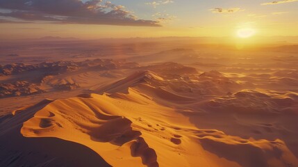 An expansive desert landscape seen from above,  - obrazy, fototapety, plakaty